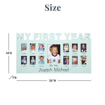 Let's Make Memories Personalized Baby's First 12 Months Photo Frame - Blue