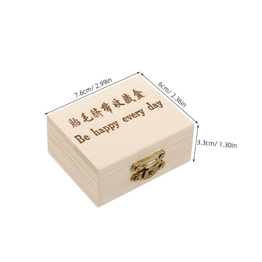 Baby Keepsake Box for First Haircut and Umbilical Cord Storage, Wood and Glass, Beige