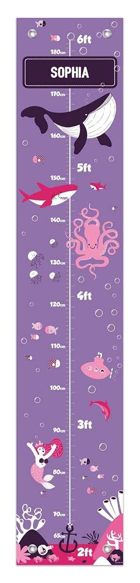 Personalization Mall Personalized Gifts Nautical Whale Aquatic Purple Growth Chart - 2-Pack