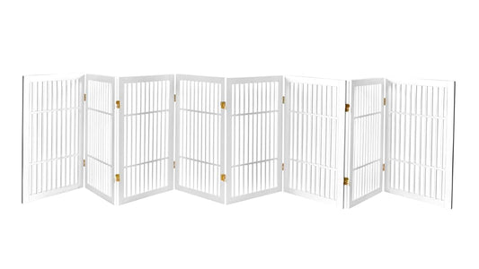 Urnporium Freestanding 8-Panel Folding Pet Gate, 30-Inch Tall White Wooden Barrier