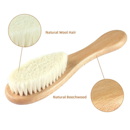 Jade Kit Baby Hair Brush and Comb Set, 4-Piece Wooden Grooming Kit (photo 3)