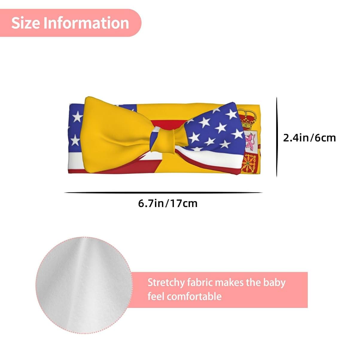 Wzycwb American Spain Flag Bow Baby Headband For Infants (photo 3)