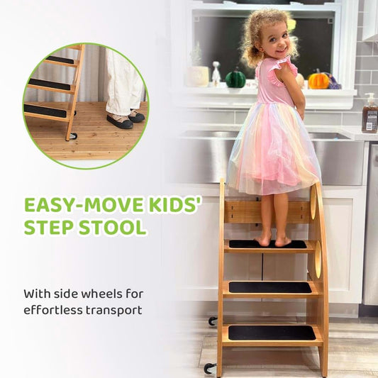 StrongTek Toddler 3-Step Wooden Ladder And Standing Tower