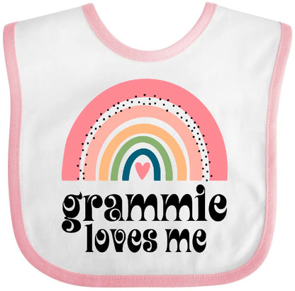 Inktastic Grammie Loves Me Boho Rainbow Baby Bib