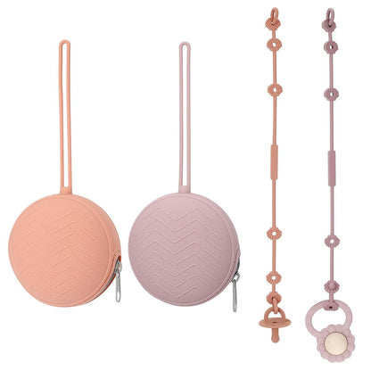 Nupoopy 2 Pack Silicone Pacifier Holder Case and Toy Safety Straps