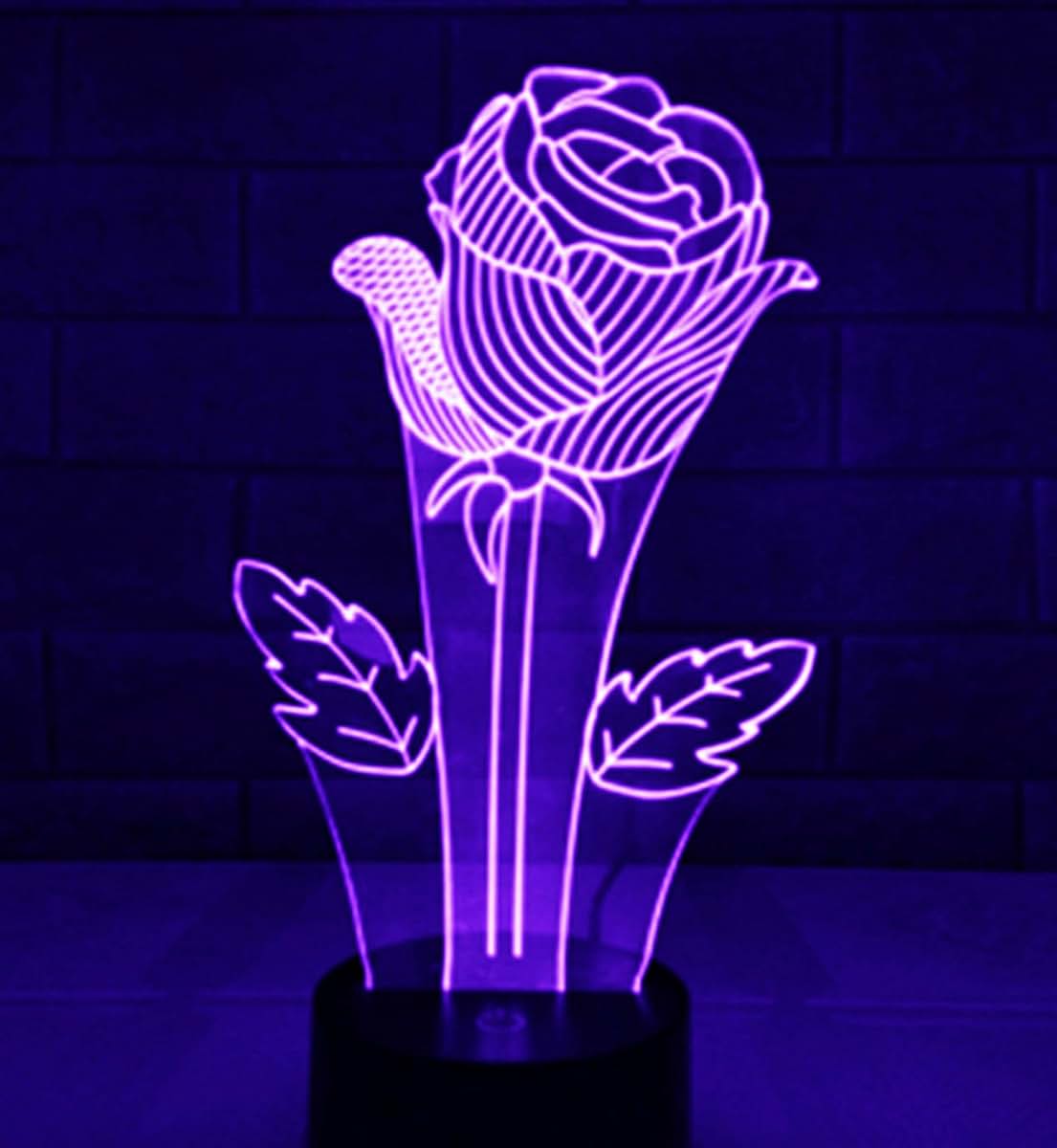 Jinnwell 3D Rose Flower Night Light Lamp 7 Color Changing Table Desk Lamp (photo 3)