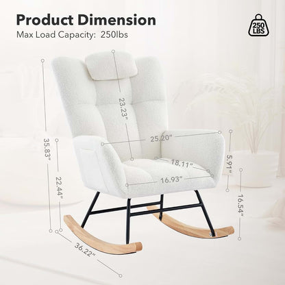 MilleLoom Nursery Glider Rocker With Wood Legs And Side Pockets (photo 2)