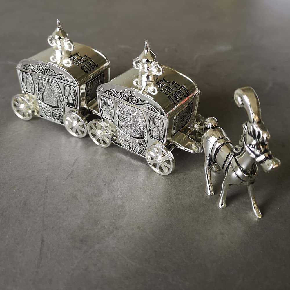 Unisaches Silver Plated My First Tooth And Curl Carriage Keepsake (photo 3)