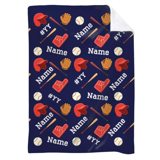 L&NG Customized Baby Blankets, Custom Baseball Blanket's Gifts with Name, Baseball Fleece Blanket's Boy, Ball Player