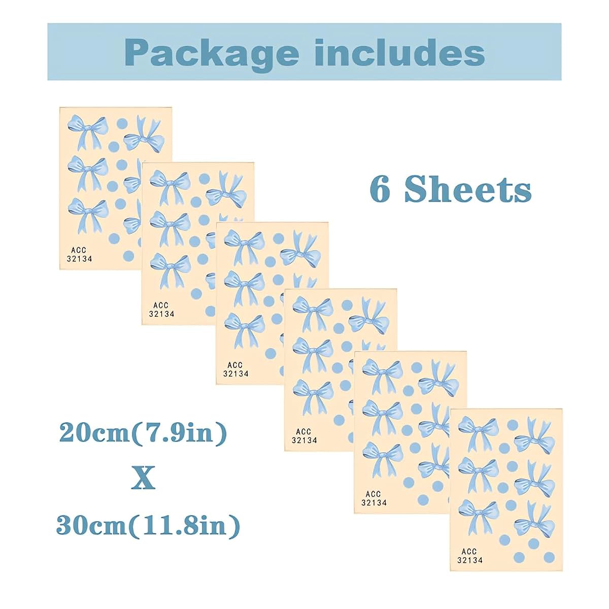 Sacinora Light Blue Bowknots Wall Stickers Polka Dots Decals for Nursery Room