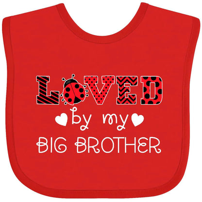 Inktastic Loved By My Big Brother Ladybug Baby Bib
