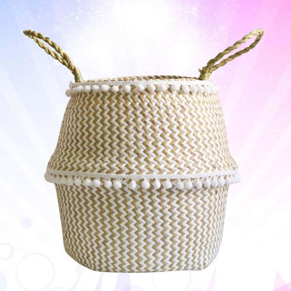 NUOBESTY Round Seagrass Belly Basket with Handles