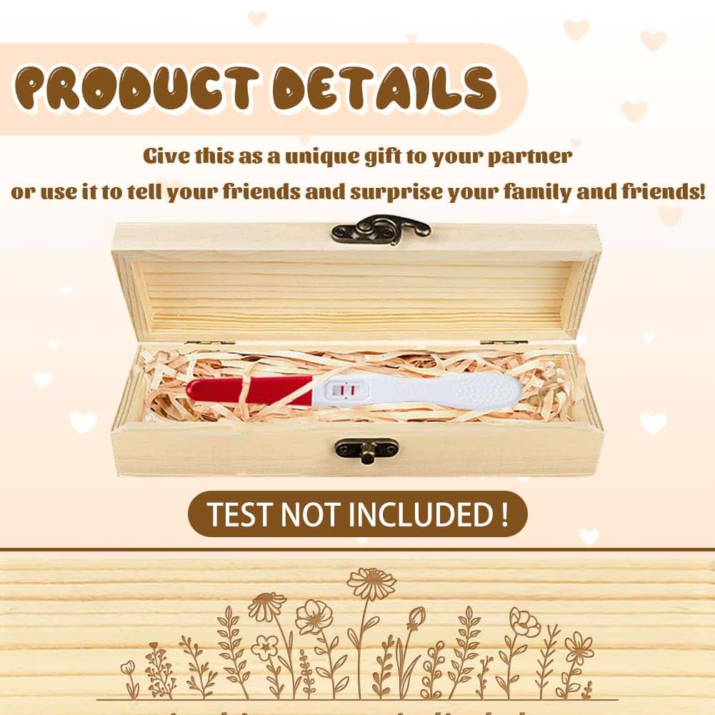Chgcraft Wooden Pregnancy Test Keepsake Box With Engraved Floral Design And Lock