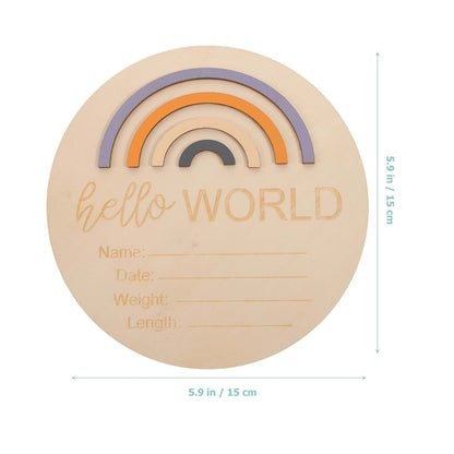 Toddmomy Wood Rainbow Birth Announcement Sign