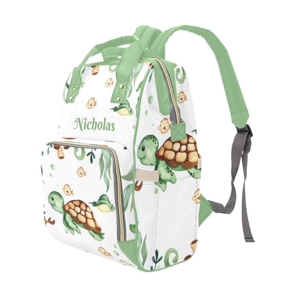 Nzoohy Underwater Sea Turtle Personalized Diaper Bag Backpack (photo 4)