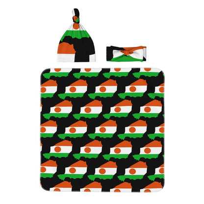 EWRFSG Flag of Niger Map Newborn Baby Swaddle Blankets Beanie Hat Headband Sets,Swaddle Sack