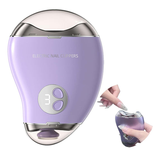 Jjkygmw Electric Nail Trimmer with LED Light Purple