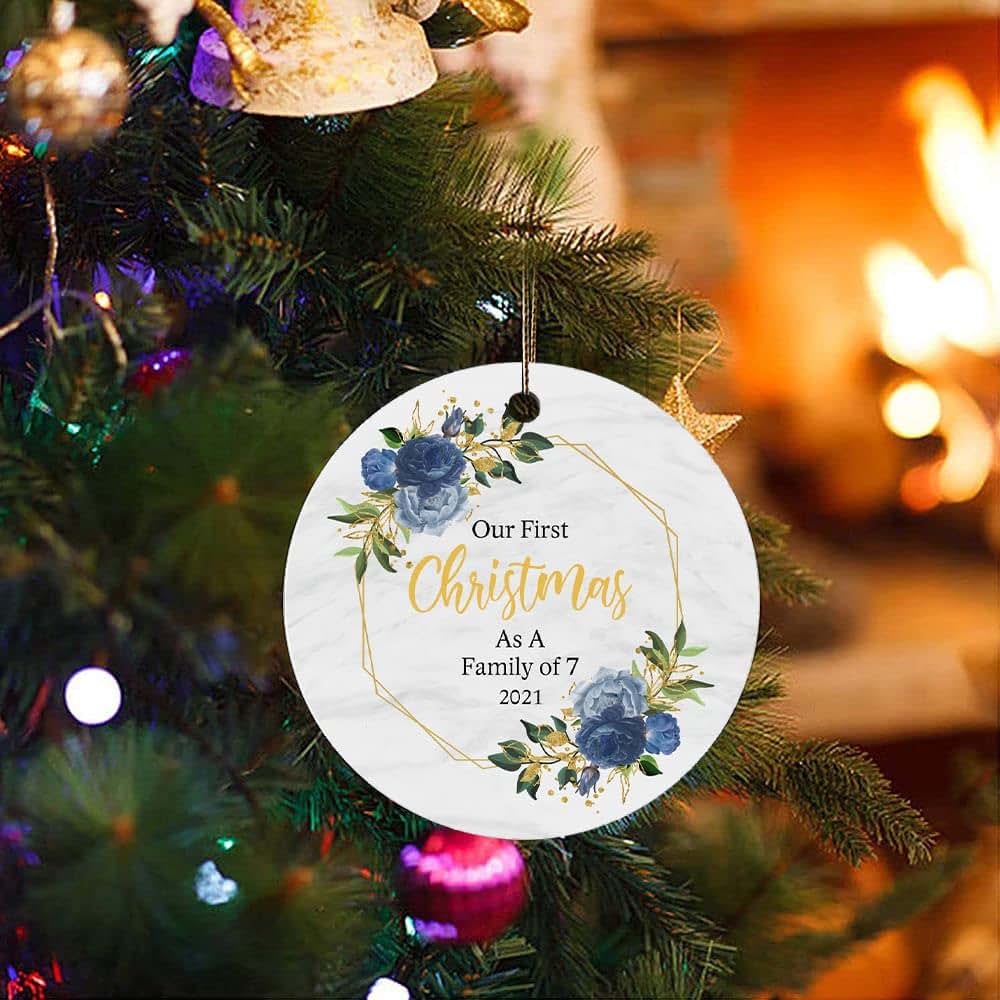 Cheyan Our First Christmas As A Family of 7 Ornament Gift for Baby New Parents Xmas Tree Decoration, 1st Christmas as (photo 3)
