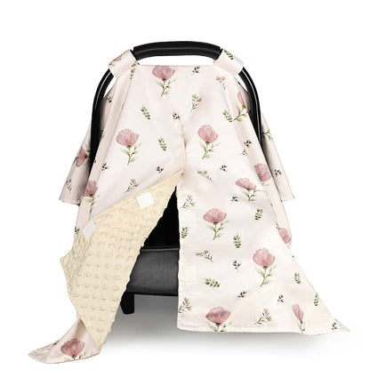 SWESEN Car Seat Cover Baby for Girls, Peekaboo Opening Baby Carseat Covers, Universal Car Seat Canopy Cover & Nursing