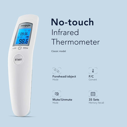 maguja Touchless Infrared Forehead Thermometer with 3-in-1 LCD Display and Fever Alarm