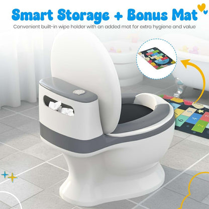 Yellow Ladybug Toddler Potty Training Toilet With Flush Button And Mat (photo 2)