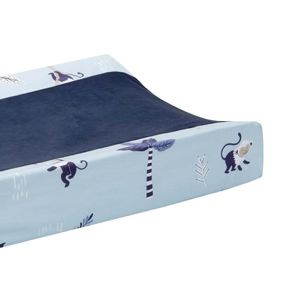 Jungle Party Blue Monkey Changing Pad Cover for Babies