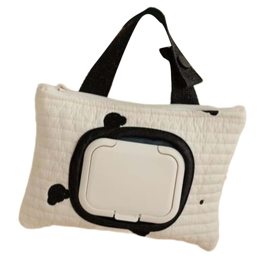 VTIDOBE Embroidered Bear Wet Wipe Carrying Bag Hanging Storage Pouch with Clip for Stroller Diaper Bag Portable Easy