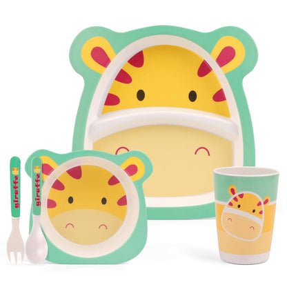 Pheenowl Kids Dinnerware Set, Giraffe Theme