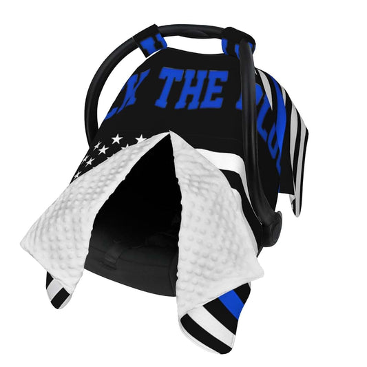 Adsygnt Back The Blue Thin Blue Line U.S.Flag Baby Car Seat Cover & Breastfeeding Nursing Cover - Breathable Stretch