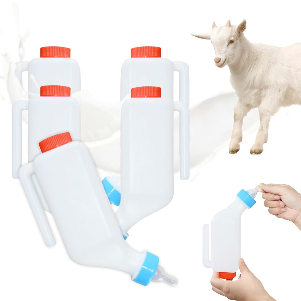 5-Pack 800ml Goat Lamb Feeding Bottles with Handle