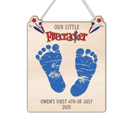 Beethis Our Little Firecracker Baby’s First 4th Of July Handprint Footprint Craft