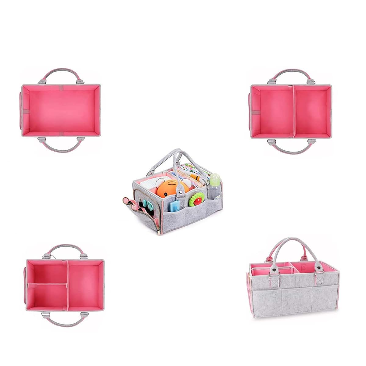 iKenta Felt Baby Diaper Organizer, Nursery Storage Bin Car Organizer for Diapers and Baby Wipes,Baby Caddy organizer (photo 4)