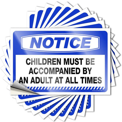 PLOWS Notice Children Must Be Accompanied Stickers