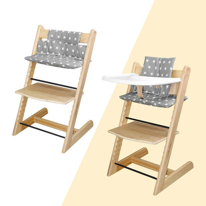 LLHQAMT Cushion for Tripp Trapp High Chair, Grey Star Pattern, Cotton Two-Piece