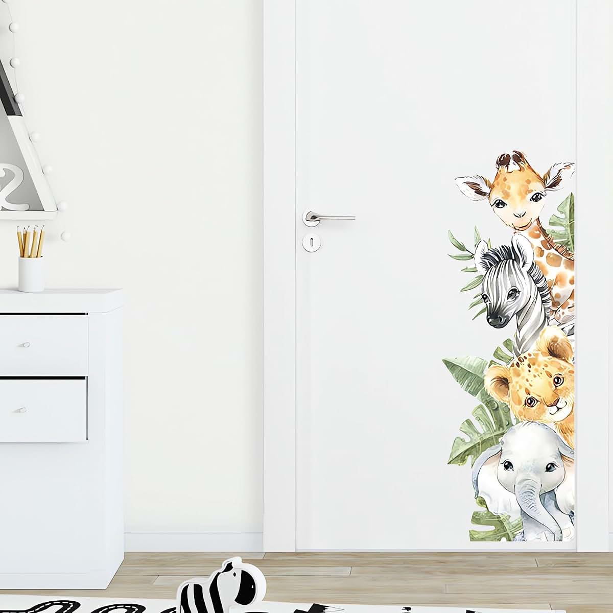 sacinora Watercolor Jungle Animal Wall Stickers for Nursery and Kids Room