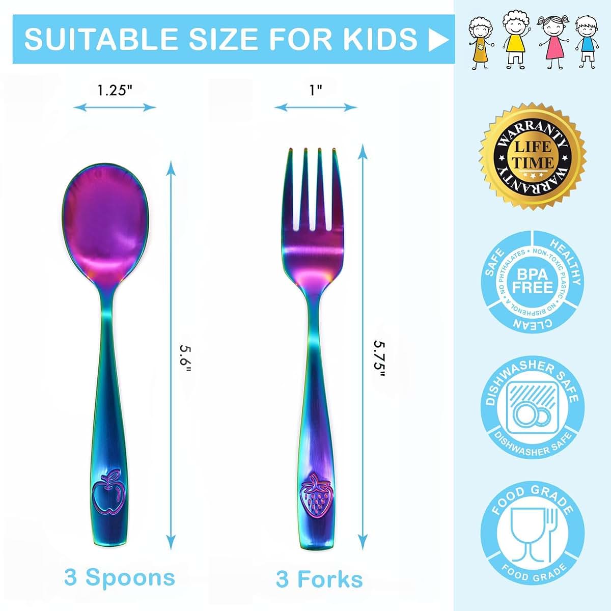Stainless Steel Kids Utensil Set for Children (12 Pieces)