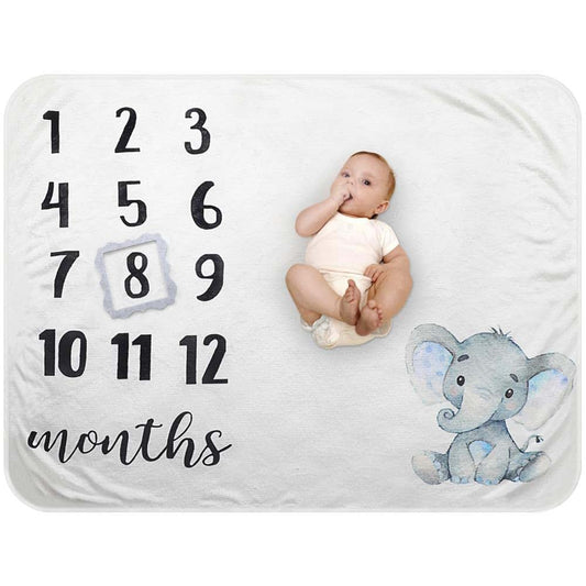 Besbaby Baby Monthly Milestone Blanket - Organic Plush Fleece Photography Background Prop for Boy Girl Newborn Soft