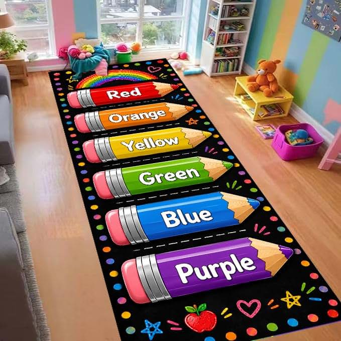 ZCLRUG Color Learning Runner Rug Library Classroom Rug Soft Rainbow Carpet 2.7x7ft