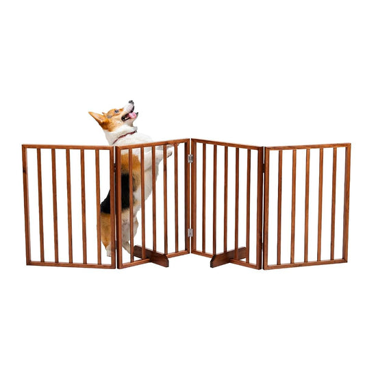 Shyneer Wooden Dog Fence 24”H Free Standing Pet Gate