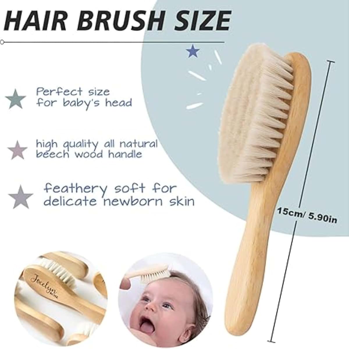 BabyOneStop Personalized Wooden Baby Hair Brush and Comb Set