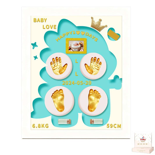 MCstars Baby Hand and Footprint Kit with Photo Frame, Personalized Newborn Keepsake Display, Impression Maker, Nursery