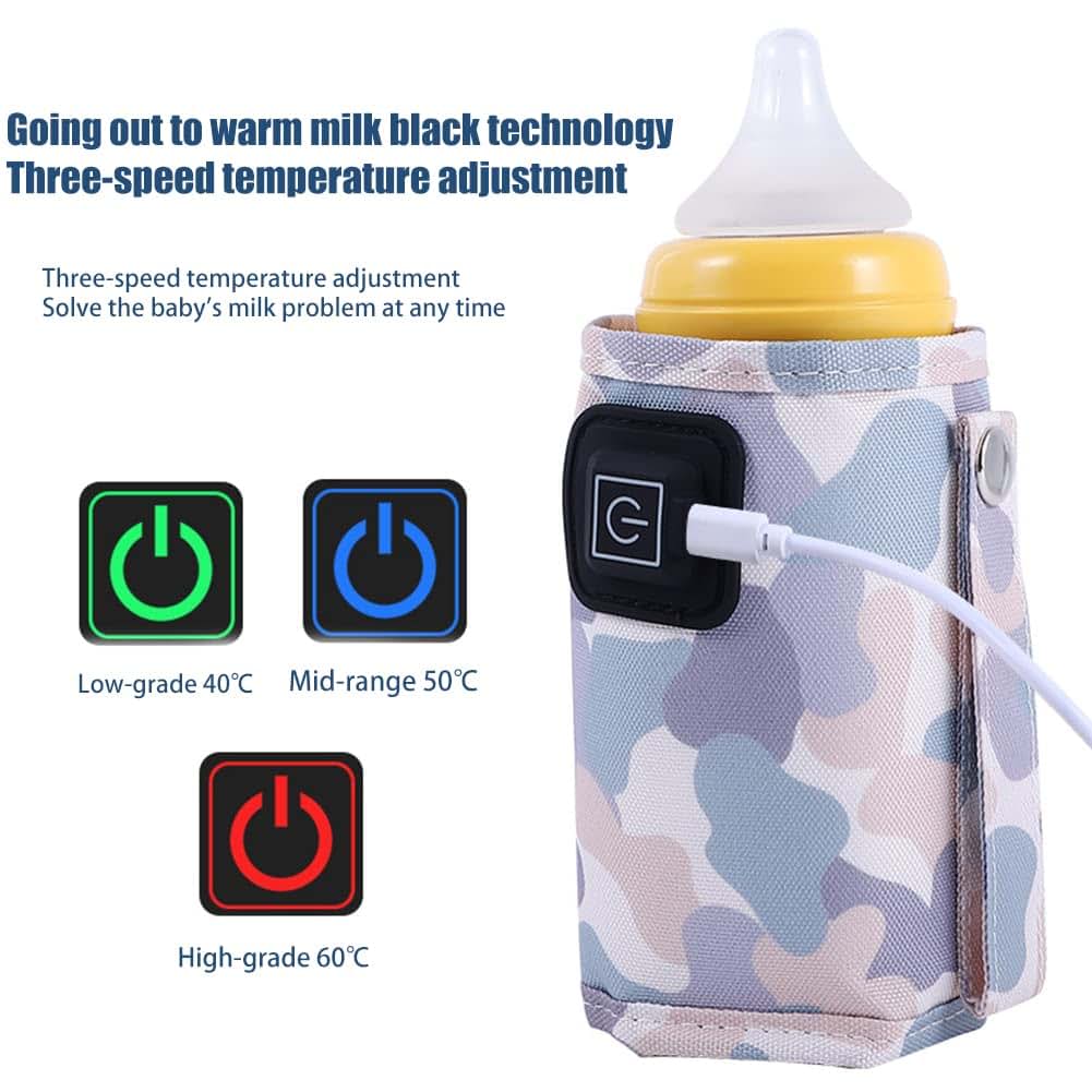 ihreesy Car Travel Bottle Warmer, USB 5V 2A, 40-60°C Three Gear Adjustable, Pink