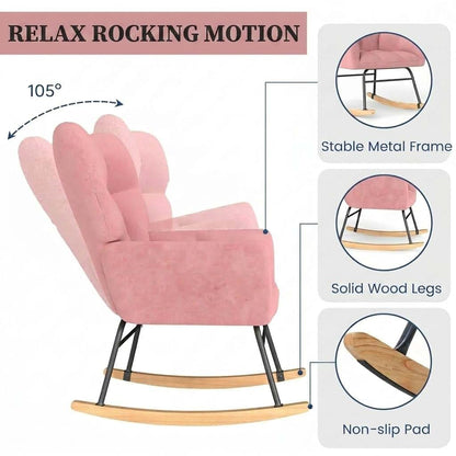 Skandiquip Nursery Rocking Chair with High Back, Pink