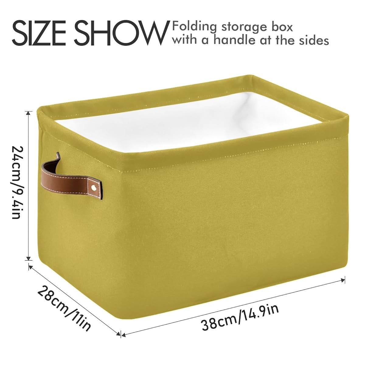 Maunzc Canvas Storage Bins with Leather Handles