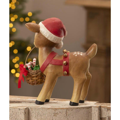Bethany Lowe Reindeer Carrying Basket In A Rustic Style (photo 3)