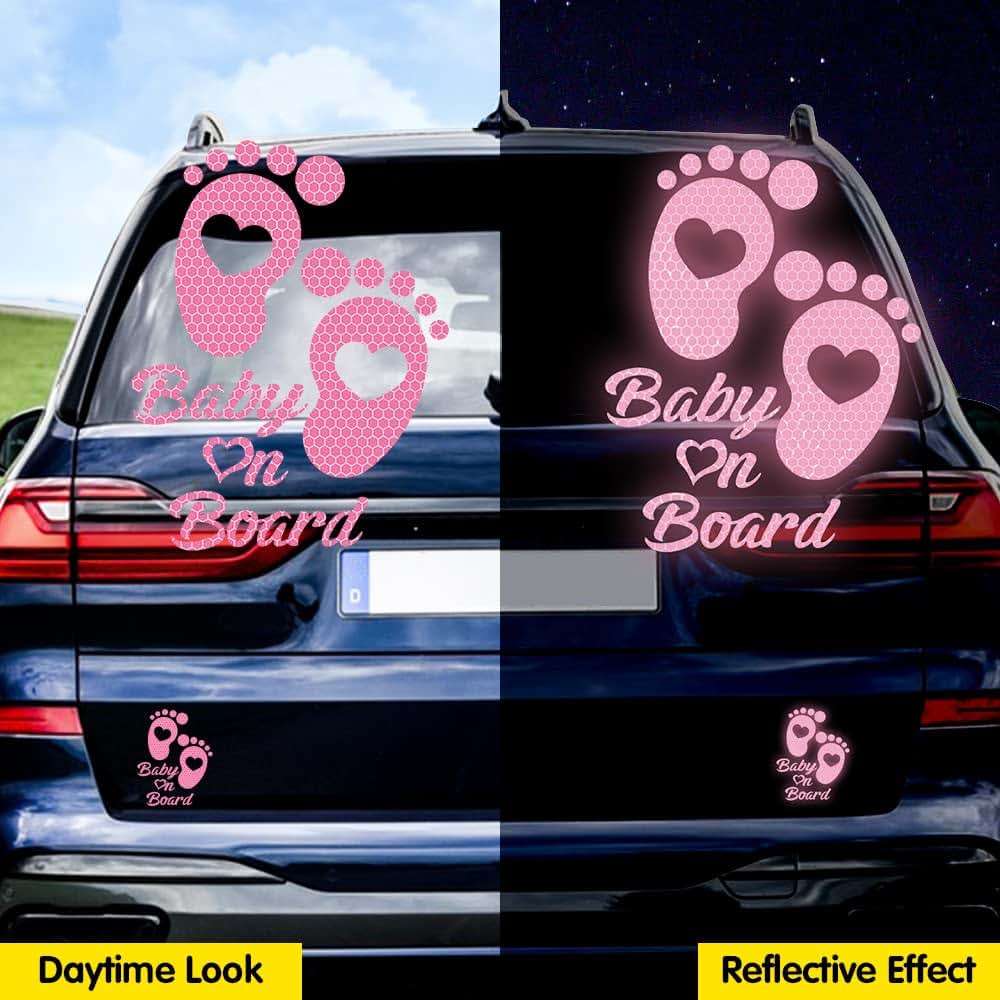 BabyOneStop Reflective Baby On Board Car Window Decals