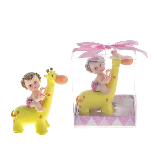 Lunaura Baby Keepsake Set: Pink Baby On Giraffe Favors (12 Pack)