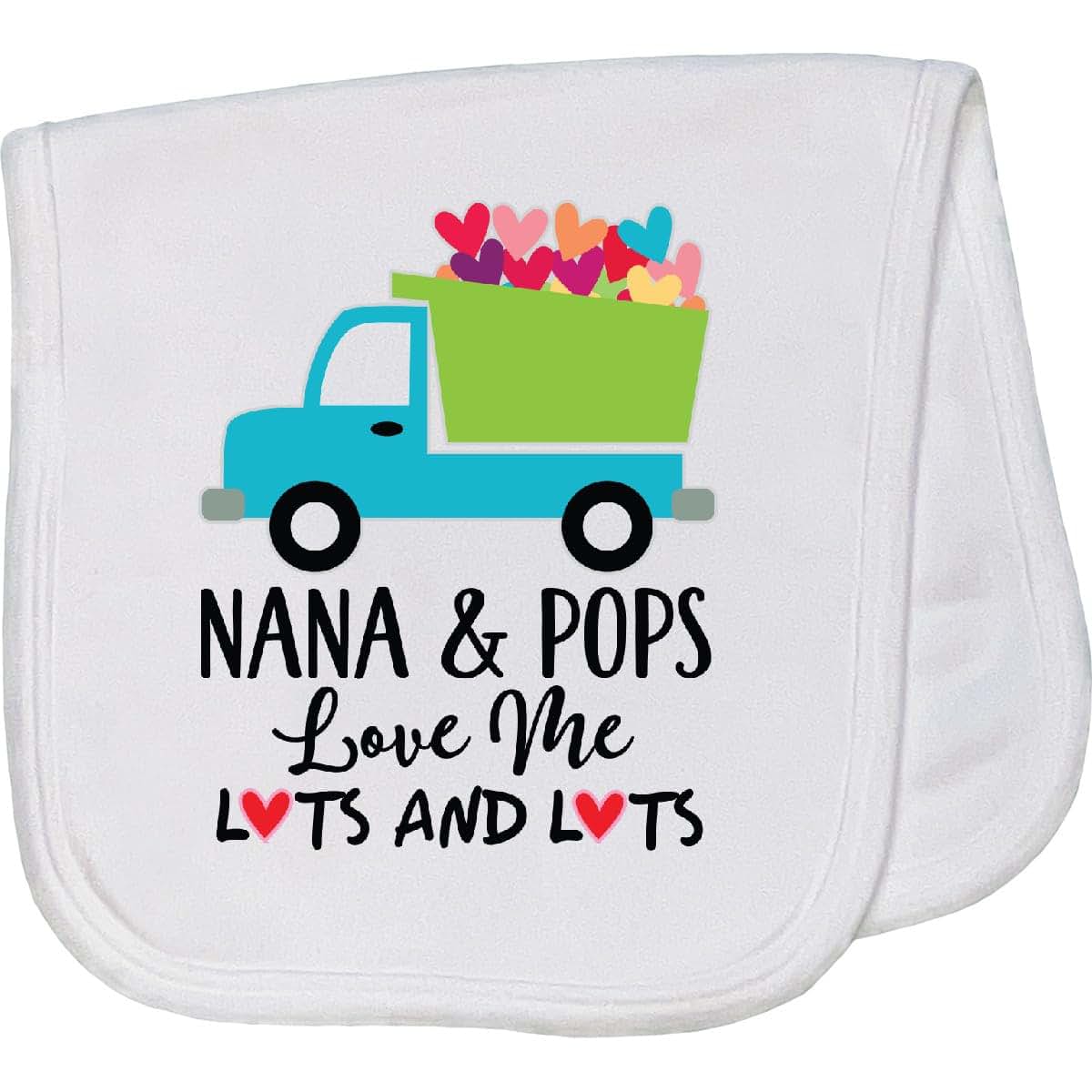 Inktastic Nana And Pops Grandson Truck Baby Burp Cloth White
