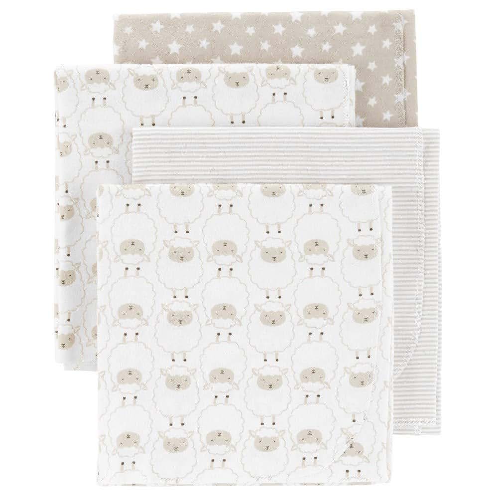 Carter Soap 4-Pack Soft Breathable Cotton Receiving Blankets