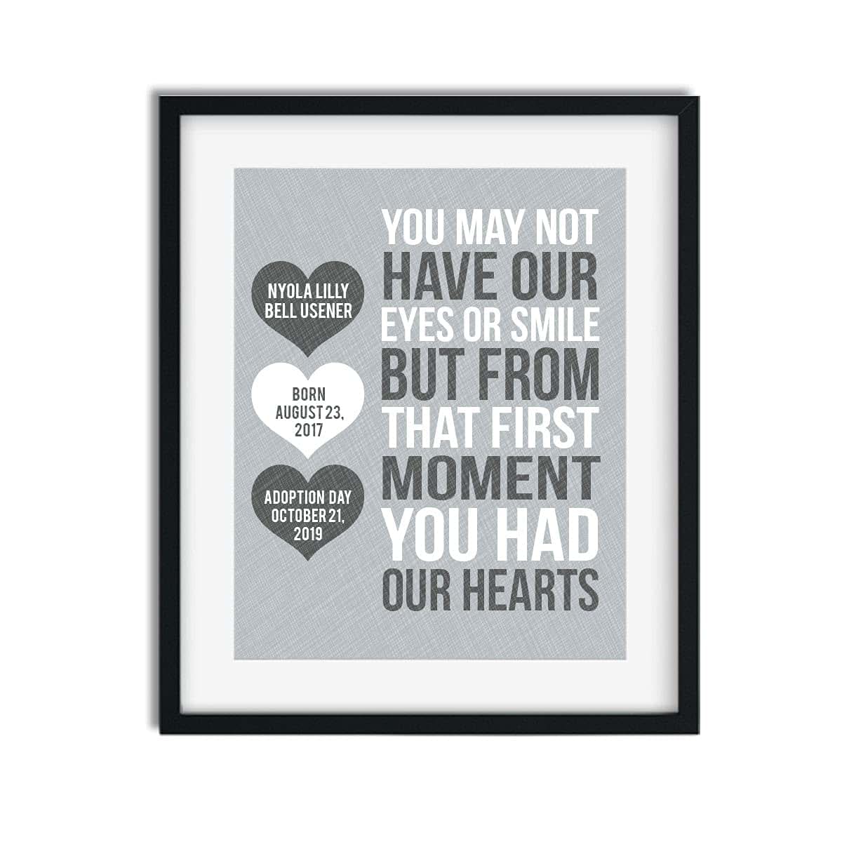 Canary Road Personalized You Had Our Hearts Adoption Print | Adoption Gift | Gotcha Gift | Gotchya Day | Adoptive